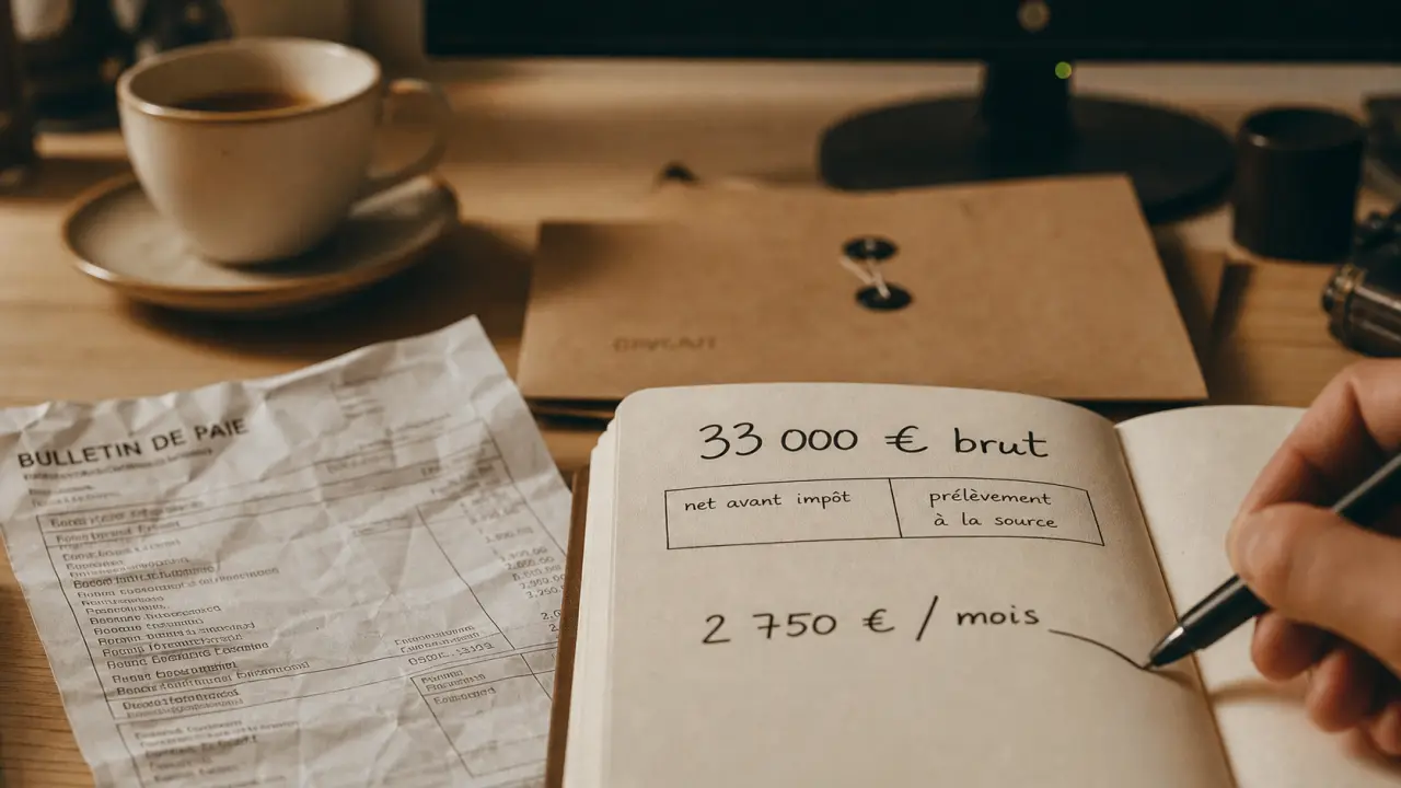 33000 brut en net : 2750 € brut par mois, net selon le statut