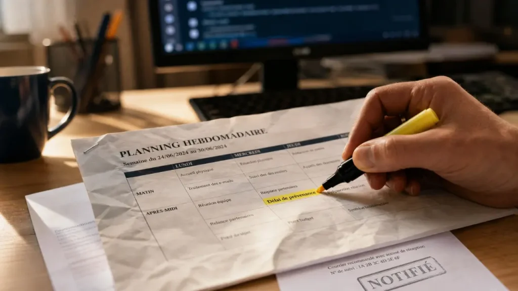 Délai de prévenance d’un planning : 7 jours ouvrés par défaut, 3 jours par accord et refus possible
