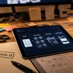 Formation IA design : workflow IA sur bureau, plan UX