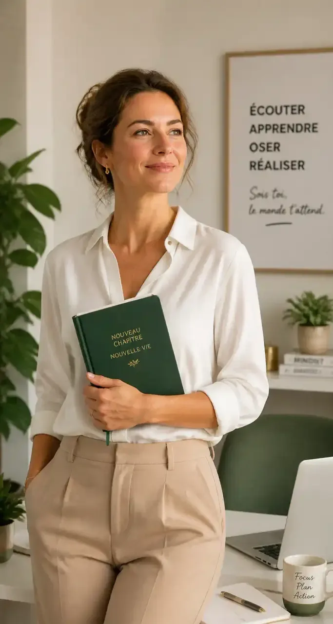 Femme déterminée engagée dans une reconversion professionnelle