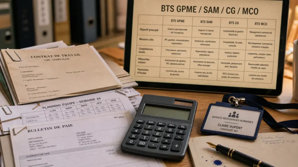BTS pour ressources humaines : comparer GPME, SAM, CG ou MCO