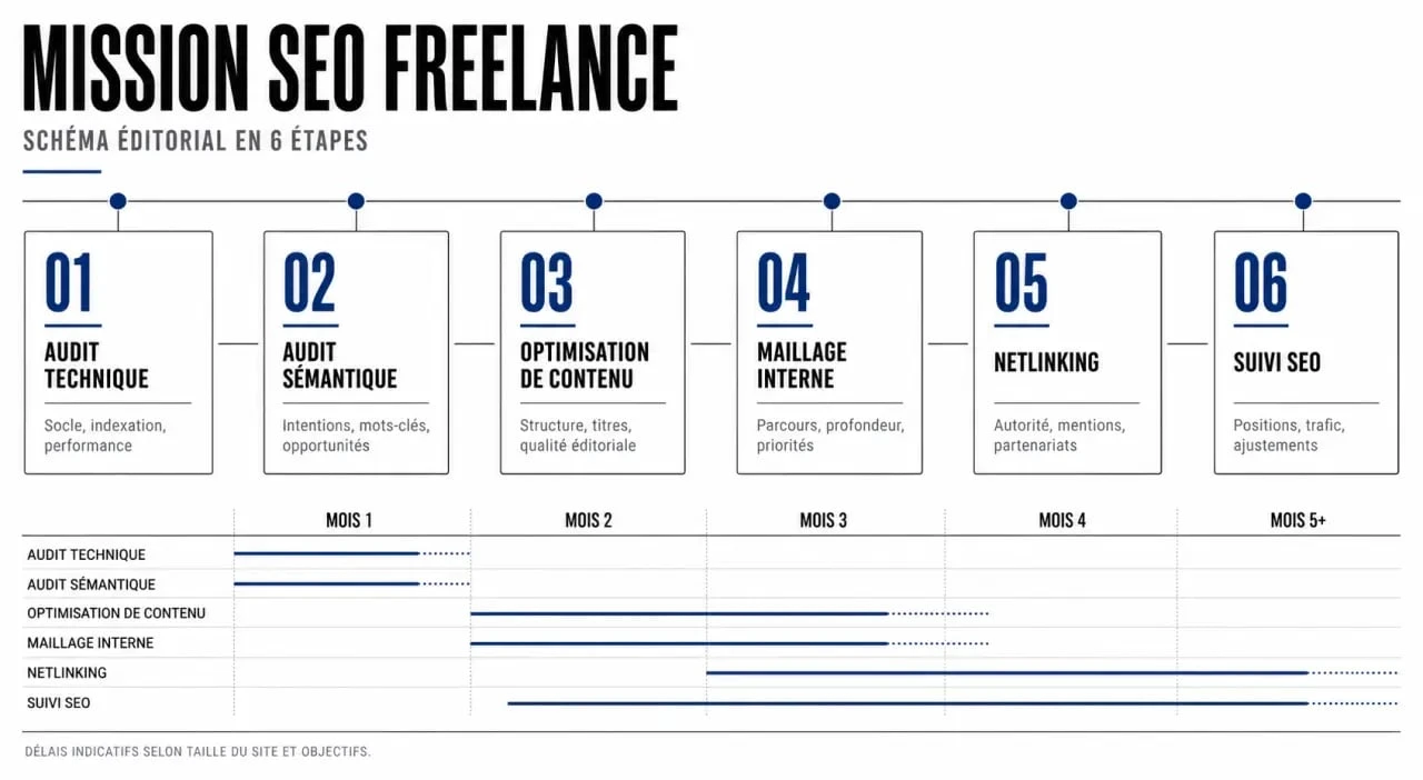 Expert SEO freelance : étapes d’une mission SEO, de l’audit au suivi