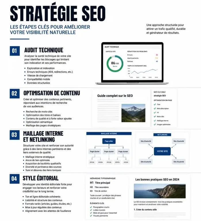 Étapes clés d'une stratégie SEO par un freelance SEO à Paris