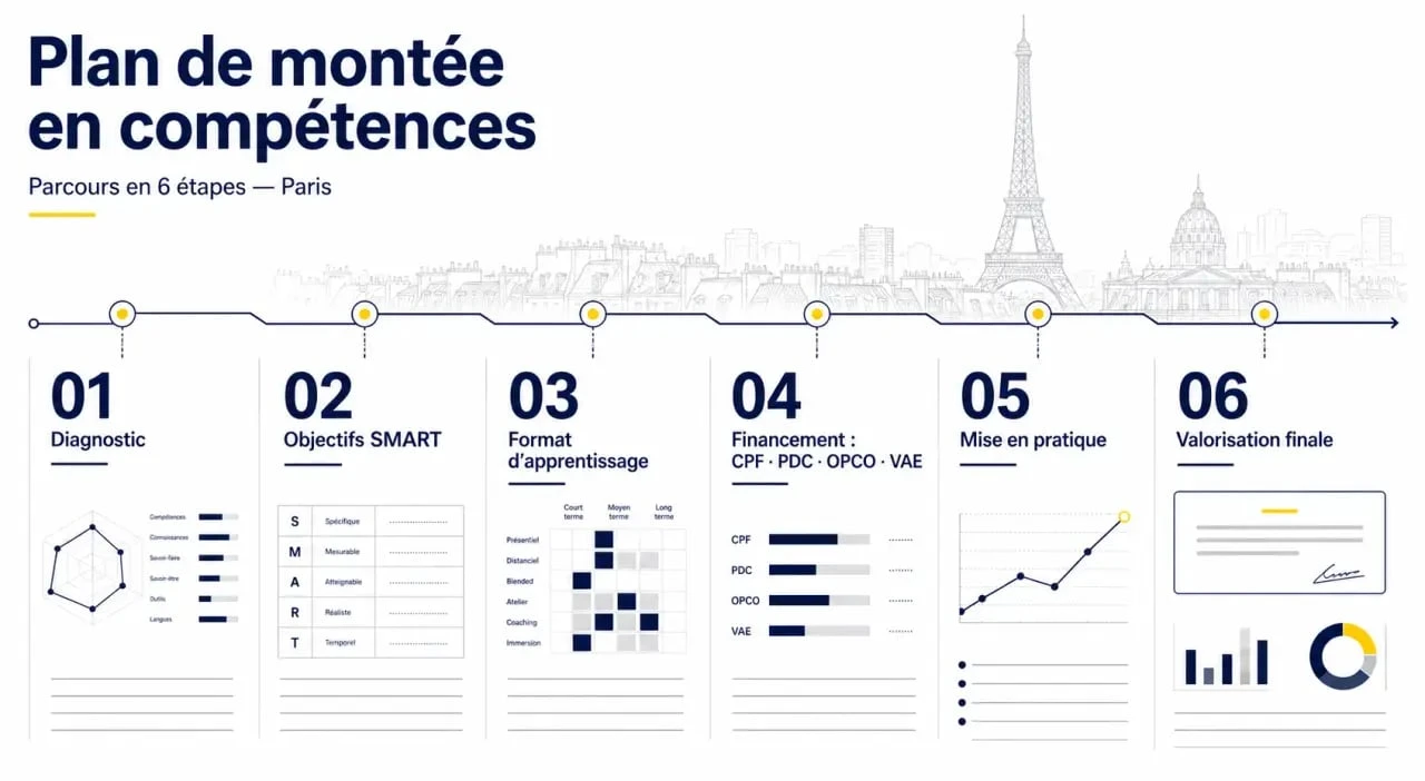 Plan de montée en compétences Paris en 6 étapes, du diagnostic à la valorisation
