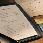 Domaines de compétences : feuille “Domaine de compétences” au bureau, post-it savoirs et savoir-faire