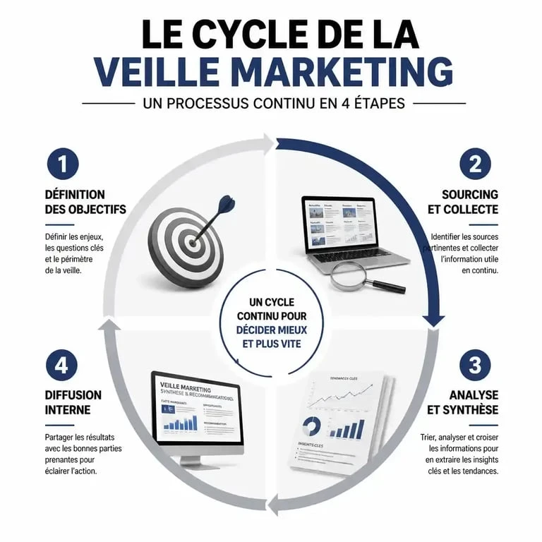Cycle de la veille marketing : étapes clés pour une stratégie efficace