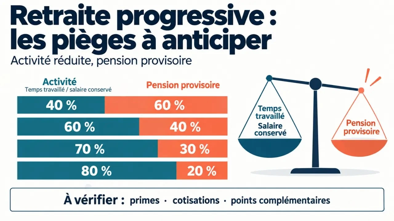Pièges de la retraite progressive : activité, fraction de pension et baisse potentielle du revenu