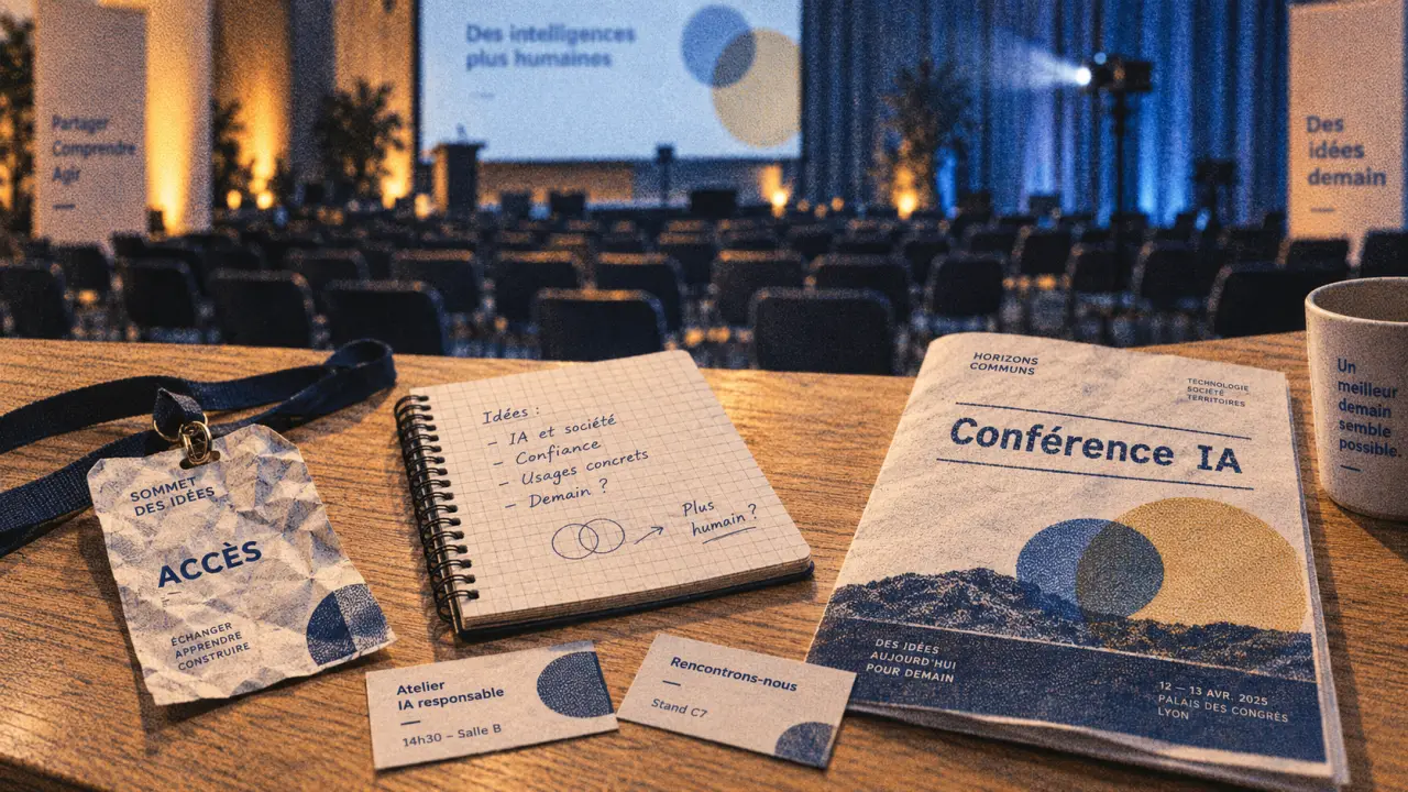 Conférence intelligence artificielle : badges, planning et salle de conférence